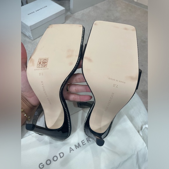 SOLD!!! Good American Black Glitter Heels - Picture 5 of 6